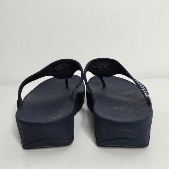 Fit Flop Lulu Womens 8 Blue Crystal Rhinestone Slides Flip Flops